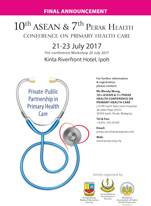 10th ASEAN Conference on Primary Health Care -- Final Announcement